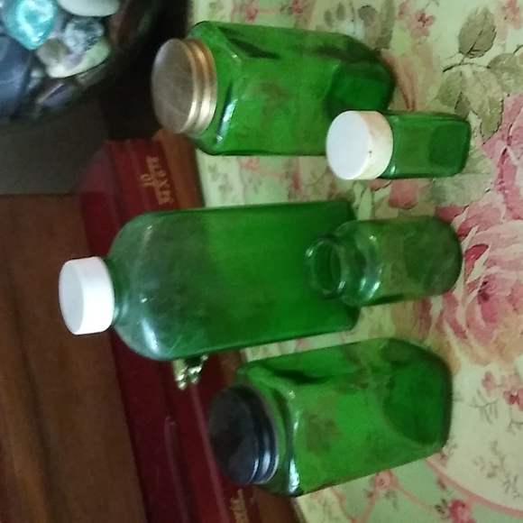 Vintage Green Apothecary Bottles